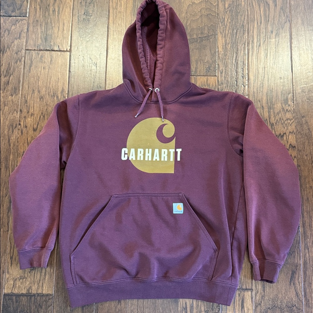 Carhartt maroon logo hoodie sz L